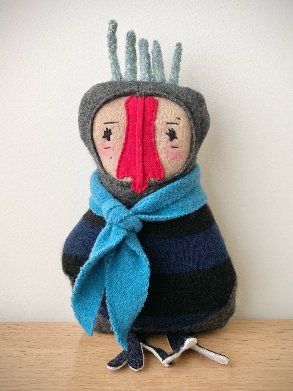 joodito blue bird reclaimed wool cashmere folk art rag doll japanese wabi sabi